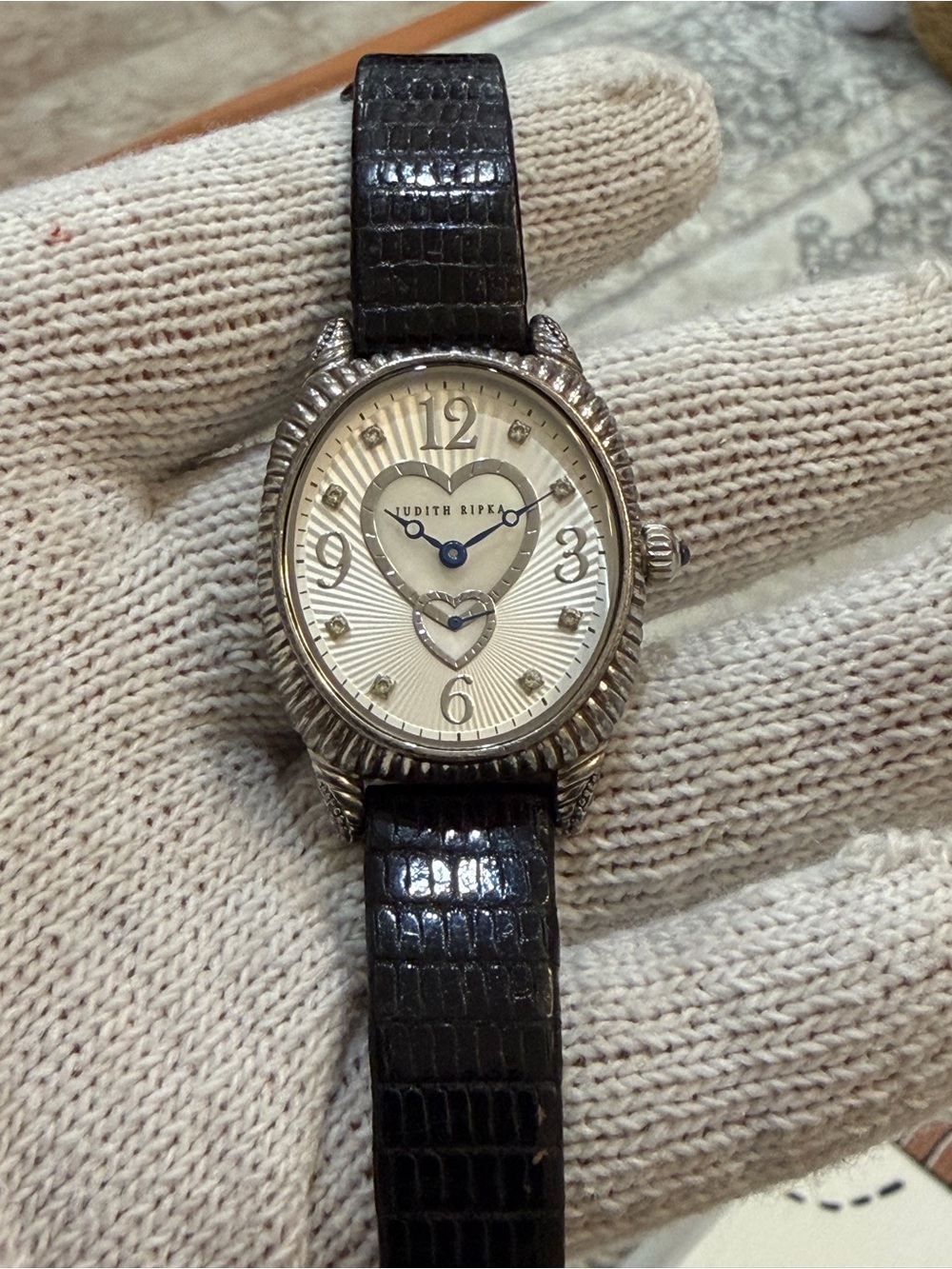Judith Ripka 925 Sterling Silver Heart Watch Mother of Pearl